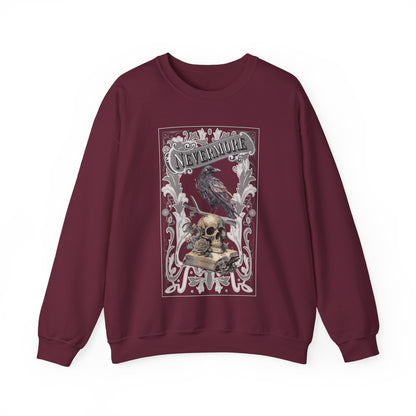 Edgar Allan Poe, Nevermore The Raven Sweatshirt, Book Lover, Halloween, Haunting Gothic Gift, Light, Dark Academia, Horror Movie Sweater Sweatshirt Printify S Maroon 