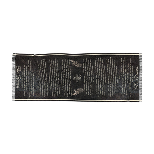 Edgar Allan Poe The Raven Scarf Book Lover Gift Literary Neck Wrap Poe Merch Gothic Dark Academia Gift For Teacher Reader Poetry Lover Gift All Over Prints Printify 27" × 71''