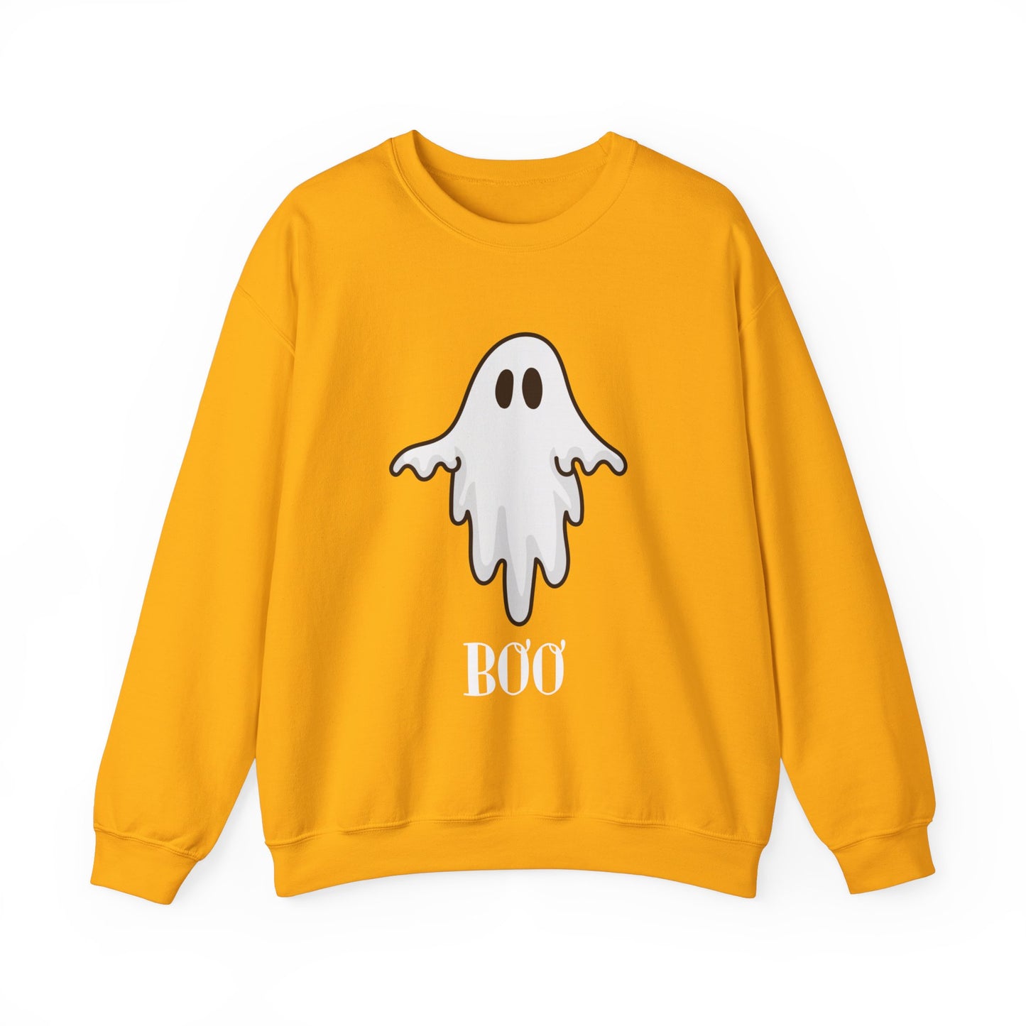 Halloween Ghost Sweatshirt, Cute Ghost Shirt, Spooky Season Sweater, Halloween Party, Autumn or Fall Style Top, Trick or Treating Style, Sweatshirt Printify S Gold 