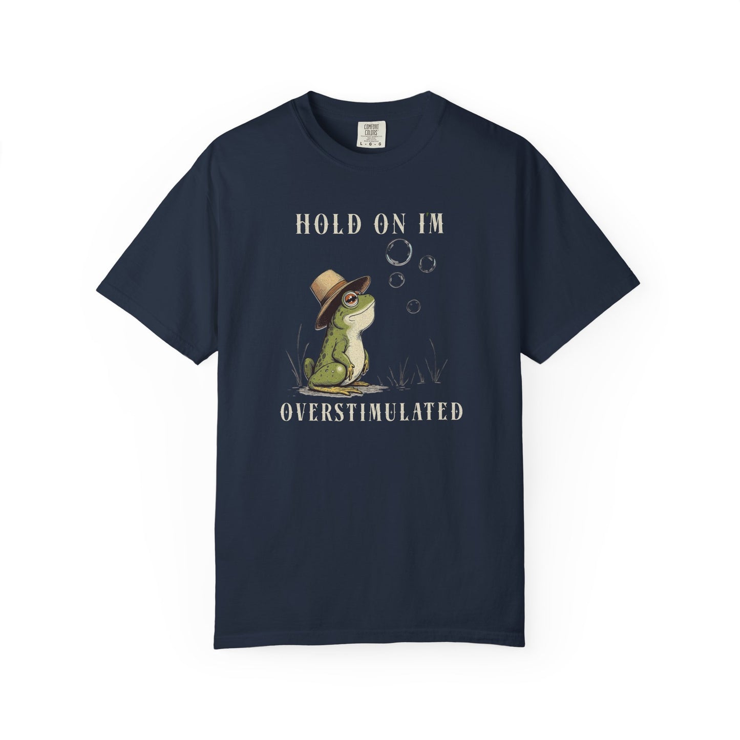 Overstimulated Frog T-Shirt Retro Fun Froggy Meme Shirt Vintage Frog And Toad Aesthetic Frog Lover Gift For Her Birthday Viral Trendy Shirt T-Shirt Printify Navy S