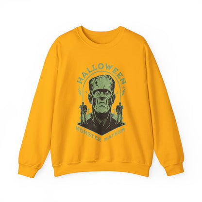 Vintage Halloween Frankenstein Monster Graphic Sweatshirt, Creepy Spooky Book Lover Gift, Horror Movie, Fall Festival Party Sweater. Sweatshirt Printify S Gold 