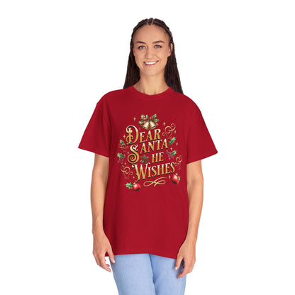 He Wishes Christmas T-Shirt, Funny Holiday Gift, Dear Santa I'm the Reason Why Tee, Unisex Casual Wear, Festive Apparel