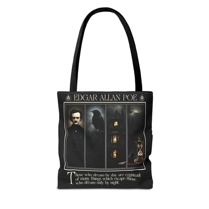 Edgar Allan Poe Tote Bag Gothic Literary Gift for Book Lover Dark Academia Macabre Accessory Halloween Tote Fall School Bag for Poetember Bags Printify