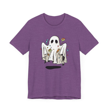 Cute Halloween Ghost Floating, Covered in Candy TShirt, Trick or Treat Shirt, Spooky Ghost Season Tee, Fun Halloween Party, Festival T-Shirt T-Shirt Printify   