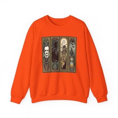 Edgar Allan Poe Sweatshirt The Raven Nevermore Gothic Horror Sweater Dark Academia Macabre Halloween Gift for Book Lovers Birthday Christmas Sweatshirt Printify Orange S