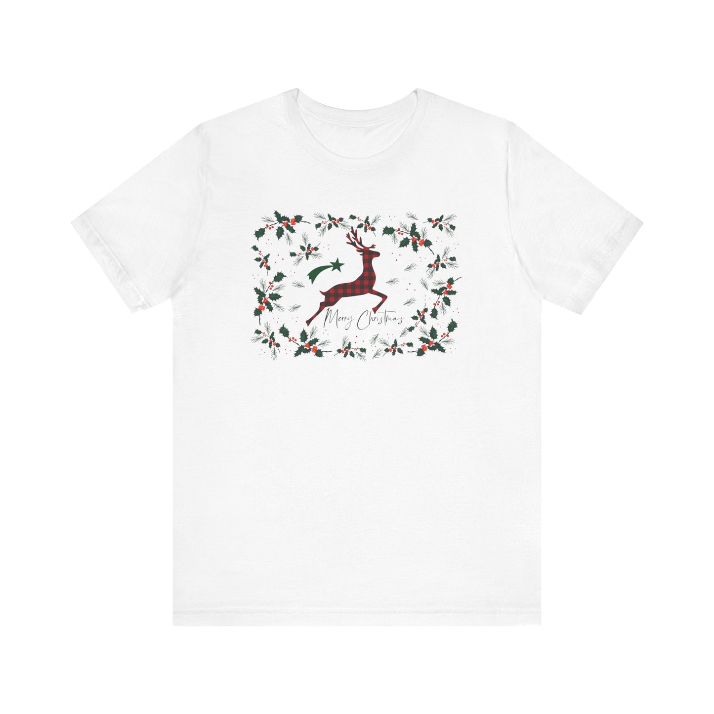 Merry Christmas Plaid Reindeer Shirt, Country Reindeer Shirt, Christmas Family Shirt, Christmas Shirt, Merry Christmas Shirt, Christmas Gift T-Shirt Printify White XS 