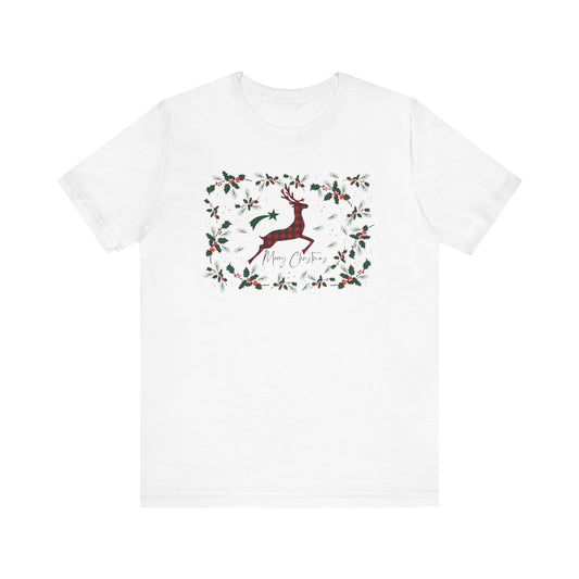 Merry Christmas Plaid Reindeer Shirt, Country Reindeer Shirt, Christmas Family Shirt, Christmas Shirt, Merry Christmas Shirt, Christmas Gift T-Shirt Printify White XS 