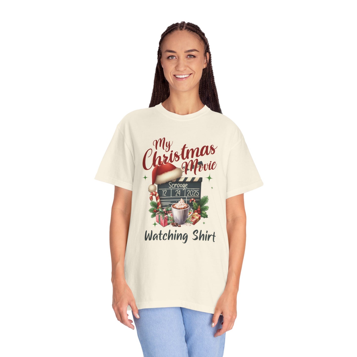 Custom Christmas Movie Watching Shirt, Holiday Movie Sweatshirt, Funny Gift For Her, Festive Shirts, Family Group Shirts, Xmas Keepsake Gift T-Shirt Printify