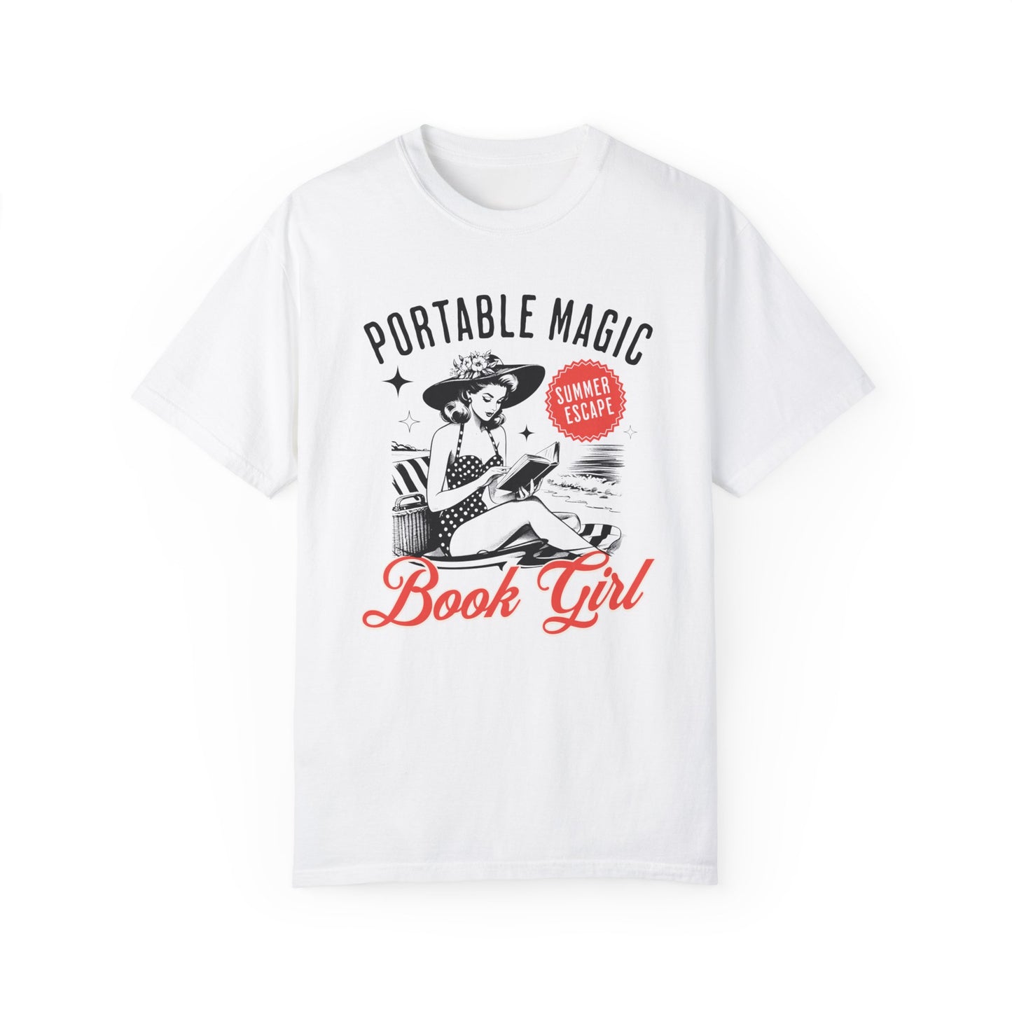 Portable Magic Book TShirt Retro Book Girl Summer Shirt Reader Lover Beach Bookish Gift For Vacation Romance Fantasy Reader Book Club Gifts T-Shirt Printify   