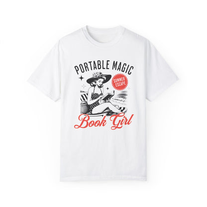 Portable Magic Book TShirt Retro Book Girl Summer Shirt Reader Lover Beach Bookish Gift For Vacation Romance Fantasy Reader Book Club Gifts T-Shirt Printify   