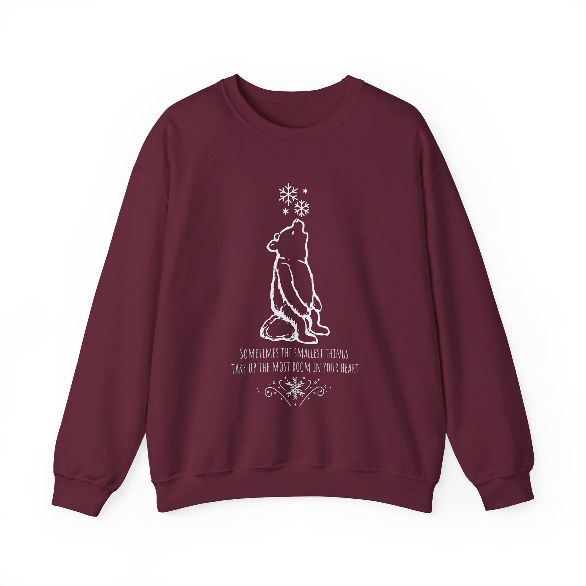 Winnie The Pooh Christmas Sweatshirt, Pooh Bear Holiday Sweater Family Matching Christmas Vacation Shirts, A.A. Milne Shirt Book Lover Gifts Sweatshirt Printify S Maroon 