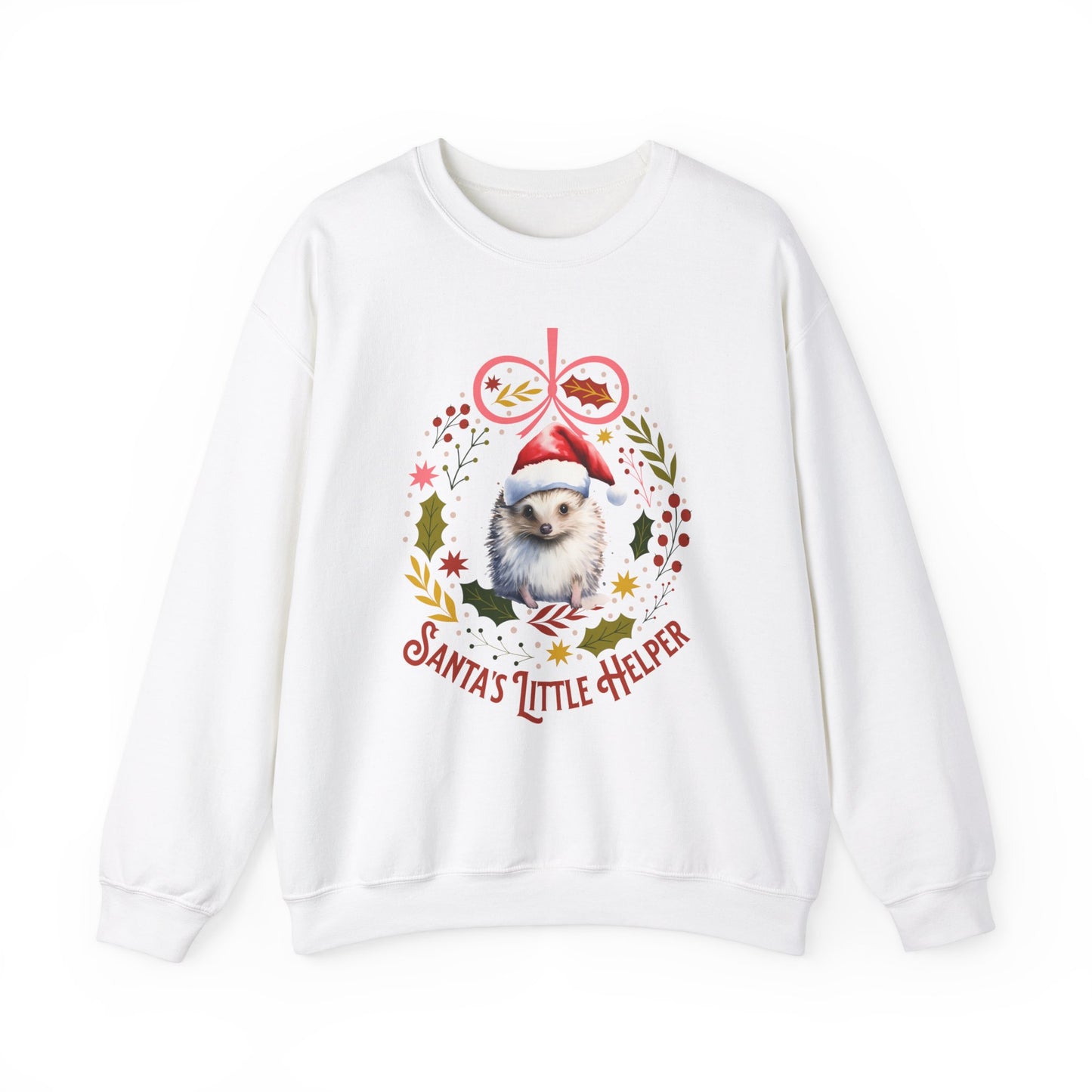 HedgeHog Christmas Sweatshirt, Cute Santa's Little Helper Sweater, Hedgehog Lover Merry Christmas Shirt, Country Christmas Animal Lover Gift Sweatshirt Printify S White 