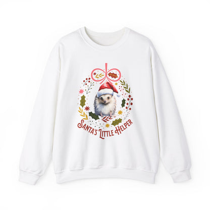 HedgeHog Christmas Sweatshirt, Cute Santa's Little Helper Sweater, Hedgehog Lover Merry Christmas Shirt, Country Christmas Animal Lover Gift Sweatshirt Printify S White 