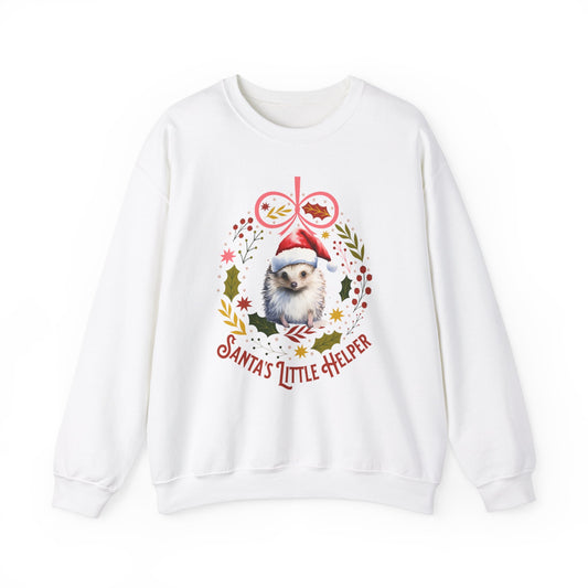 HedgeHog Christmas Sweatshirt, Cute Santa's Little Helper Sweater, Hedgehog Lover Merry Christmas Shirt, Country Christmas Animal Lover Gift Sweatshirt Printify S White 