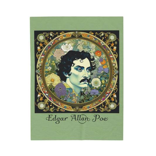 Edgar Allan Poe, Vintage Mucha Floral Throw Blanket, Book Lover Reading, Movie Watching Soft Blanket, Gothic Light, Dark Academia, Fairycore All Over Prints Printify 30" × 40"  