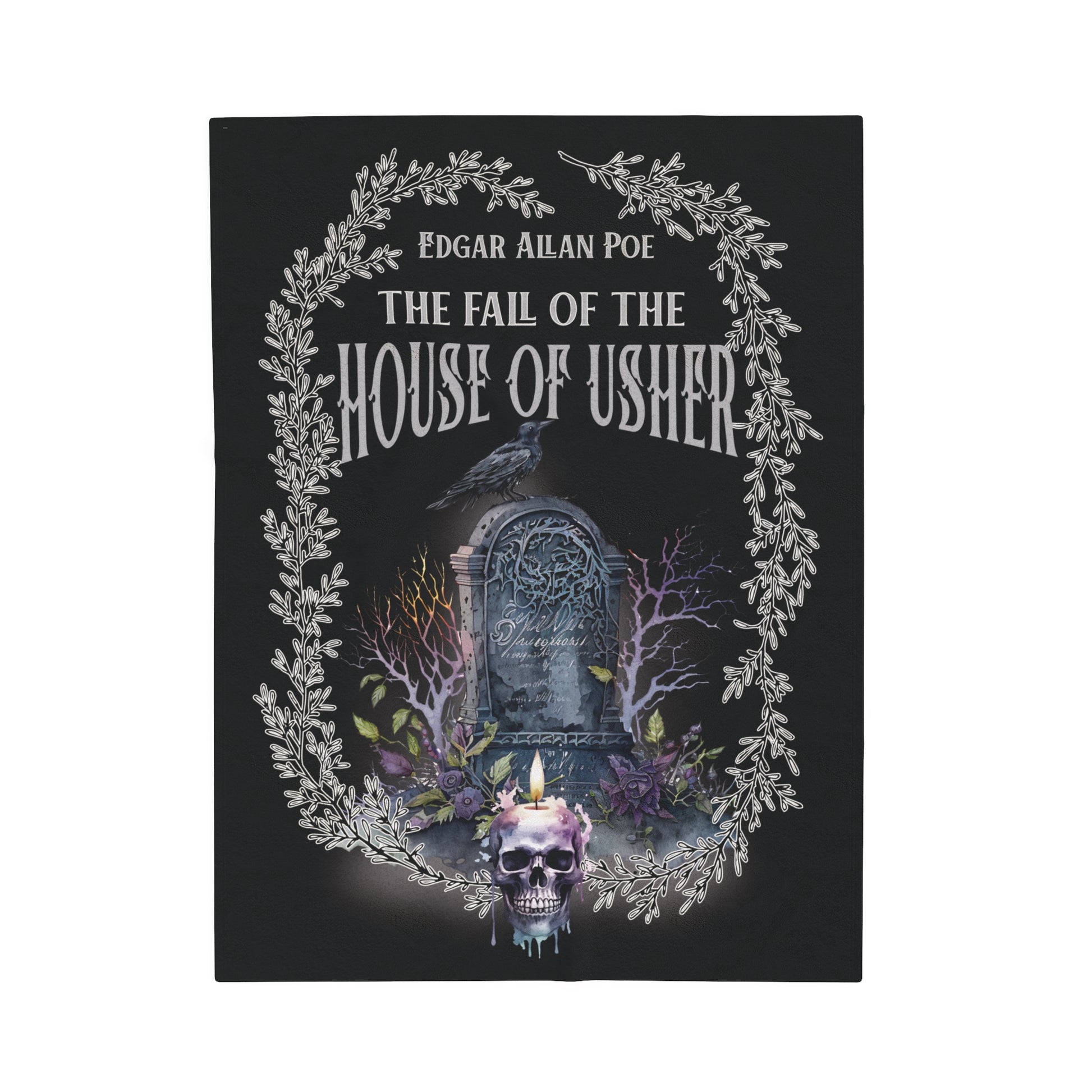 Edgar Allan Poe, The Fall Of The House Of Usher Throw Blanket, Book Lover Reading Blanket, Gothic Dark Academia, Horror Movie Watching Plush All Over Prints Printify 30" × 40"  