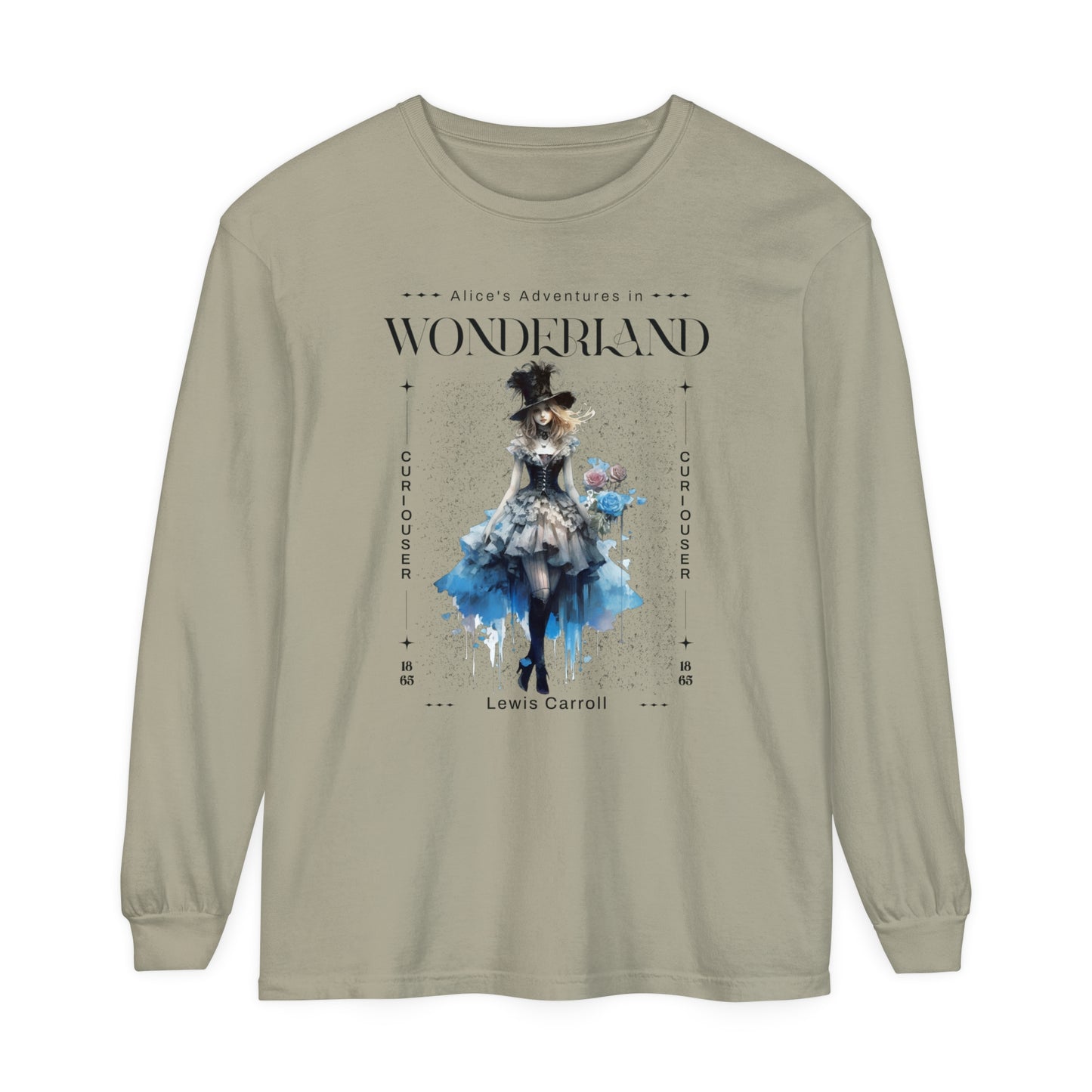 Alice In Wonderland Long Sleeve Shirt, Lewis Carroll Whimsigoth Streetwear Academia TShirt, Mad Hatter's Tea Party Tee Bookish Booktok Gift Long-sleeve Printify Sandstone S 