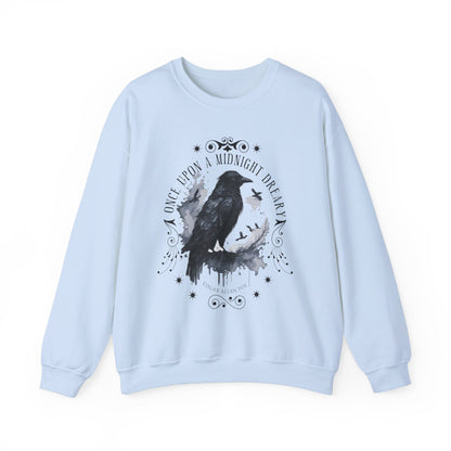 Edgar Allan Poe, The Raven Sweatshirt, Poet, Poetry Lover Sweater, Book Lover, Haunting Gothic Gift, Light, Dark Academia, Horror Movie Top Sweatshirt Printify S Light Blue 