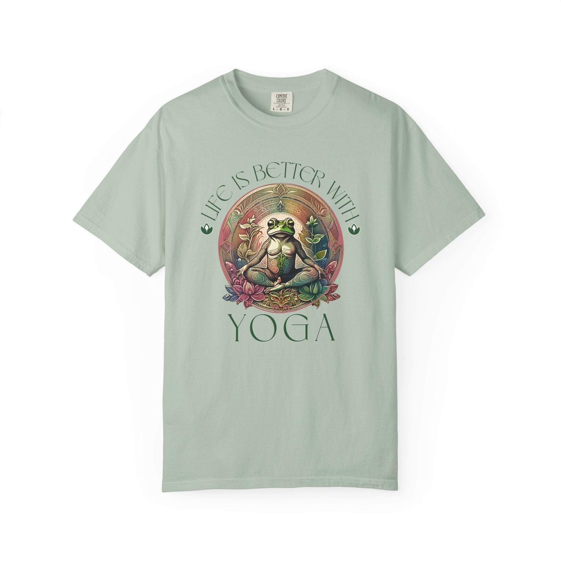Green Yoga Frog Life Is Better With Yoga Unisex T-Shirt, Casual Wear, Highlander Fan Gift, T-Shirt Printify Bay S