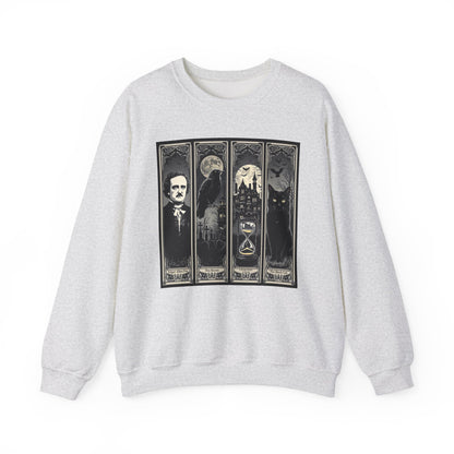 Edgar Allan Poe Sweatshirt The Raven Nevermore Gothic Horror Sweater Dark Academia Macabre Halloween Gift for Book Lovers Birthday Christmas Sweatshirt Printify Ash S