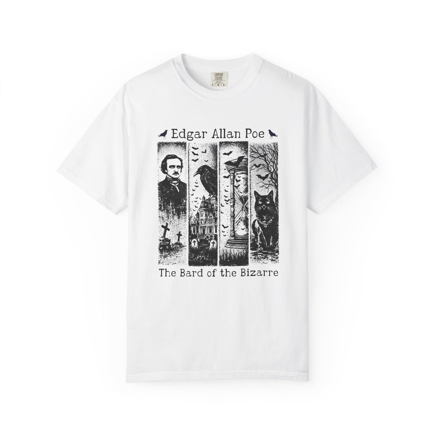 Edgar Allan Poe T-Shirt Gothic Graphic Tee The Raven Nevermore Quote Horror Literature Shirt Dark Academia Aesthetic Halloween Party Gift T-Shirt Printify White S