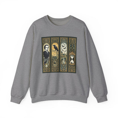 Edgar Allan Poe Sweatshirt The Raven Nevermore Gothic Horror Sweater Dark Academia Macabre Halloween Gift for Book Lovers Birthday Christmas Sweatshirt Printify Graphite Heather S