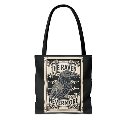 Edgar Allan Poe Tote Bag, The Raven Nevermore Shoulder Bag, Book, Library, Grocery, Travel Bag, Dark Academia, Bookish, Bookclub Gift, Bags Printify   