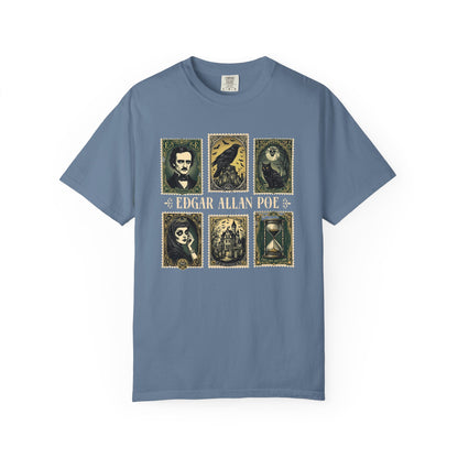 Edgar Allan Poe T-Shirt Gothic Graphic Tee The Raven Nevermore Quote Horror Literature Shirt Dark Academia Aesthetic Halloween Party Gift T-Shirt Printify Blue Jean S