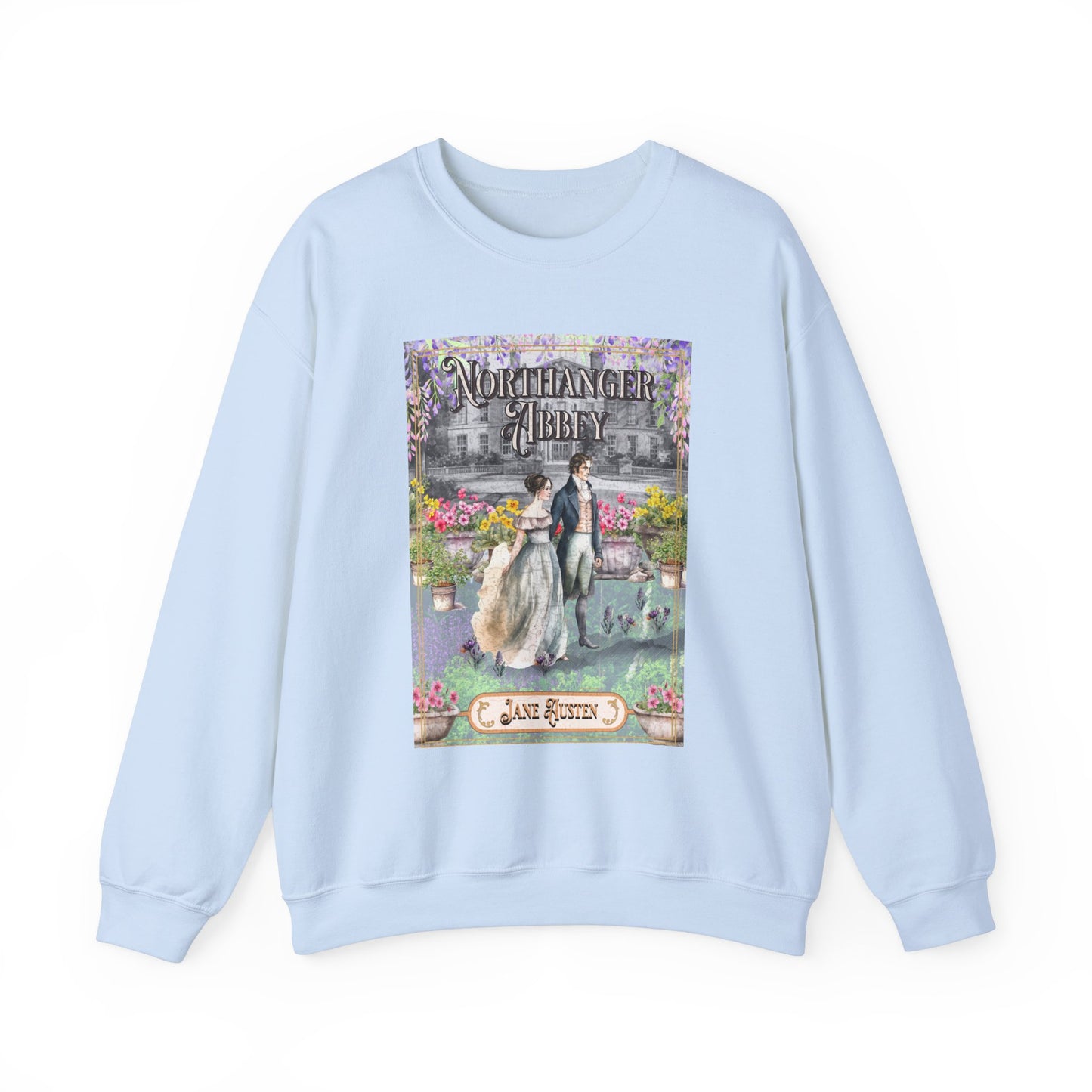 Jane Austen Sweatshirt, Northanger Abbey Historical Romance Sweater, Bookish Literary Jane Austen Fan Art Gift, Gift for Her, Bookclub Shirt Sweatshirt Printify S Light Blue 