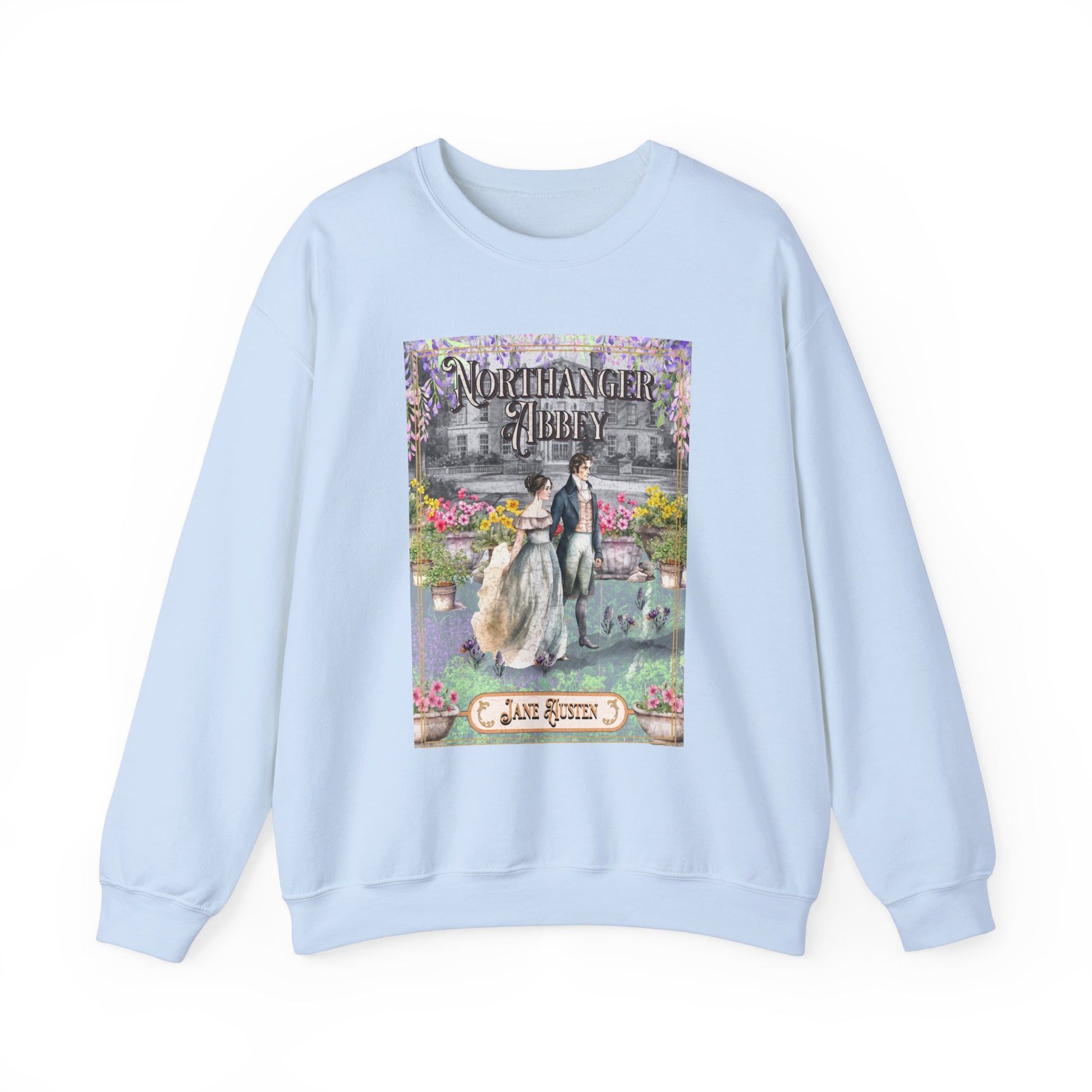 Jane Austen Sweatshirt, Northanger Abbey Historical Romance Sweater, Bookish Literary Jane Austen Fan Art Gift, Gift for Her, Bookclub Shirt Sweatshirt Printify S Light Blue 