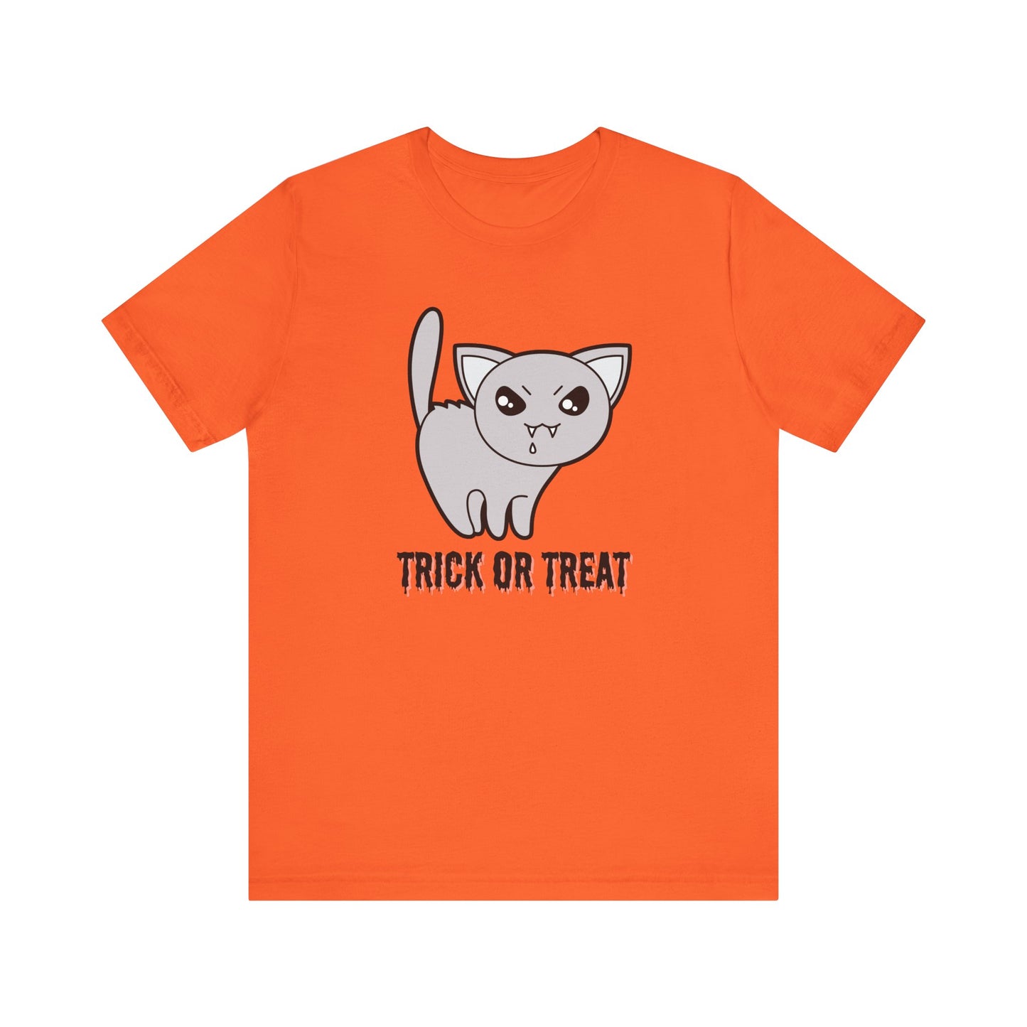 Cute Halloween Vampire Cat TShirt, Trick or Treat Shirt, Spooky Ghost Season Tee, Fun Halloween Party, Festival T-Shirt T-Shirt Printify   