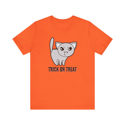 Cute Halloween Vampire Cat TShirt, Trick or Treat Shirt, Spooky Ghost Season Tee, Fun Halloween Party, Festival T-Shirt T-Shirt Printify   