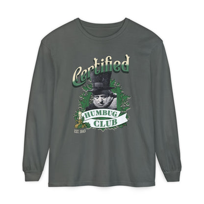 A Christmas Carol Long Sleeve T-Shirt | Vintage Humor Tee Certified Humbug Club Unisex Gift Gag Holiday Apparel Casual Outfit Long-sleeve Printify Pepper S