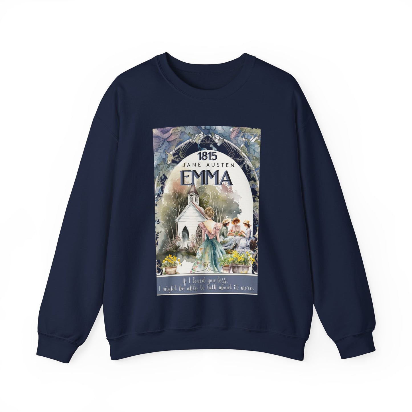 Jane Austen Sweatshirt, Emma Historical Romance Sweater, Bookish Literary Jane Austen Fan Art Gift, Gift for Her, Bookclub Shirt Sweatshirt Printify S Navy 