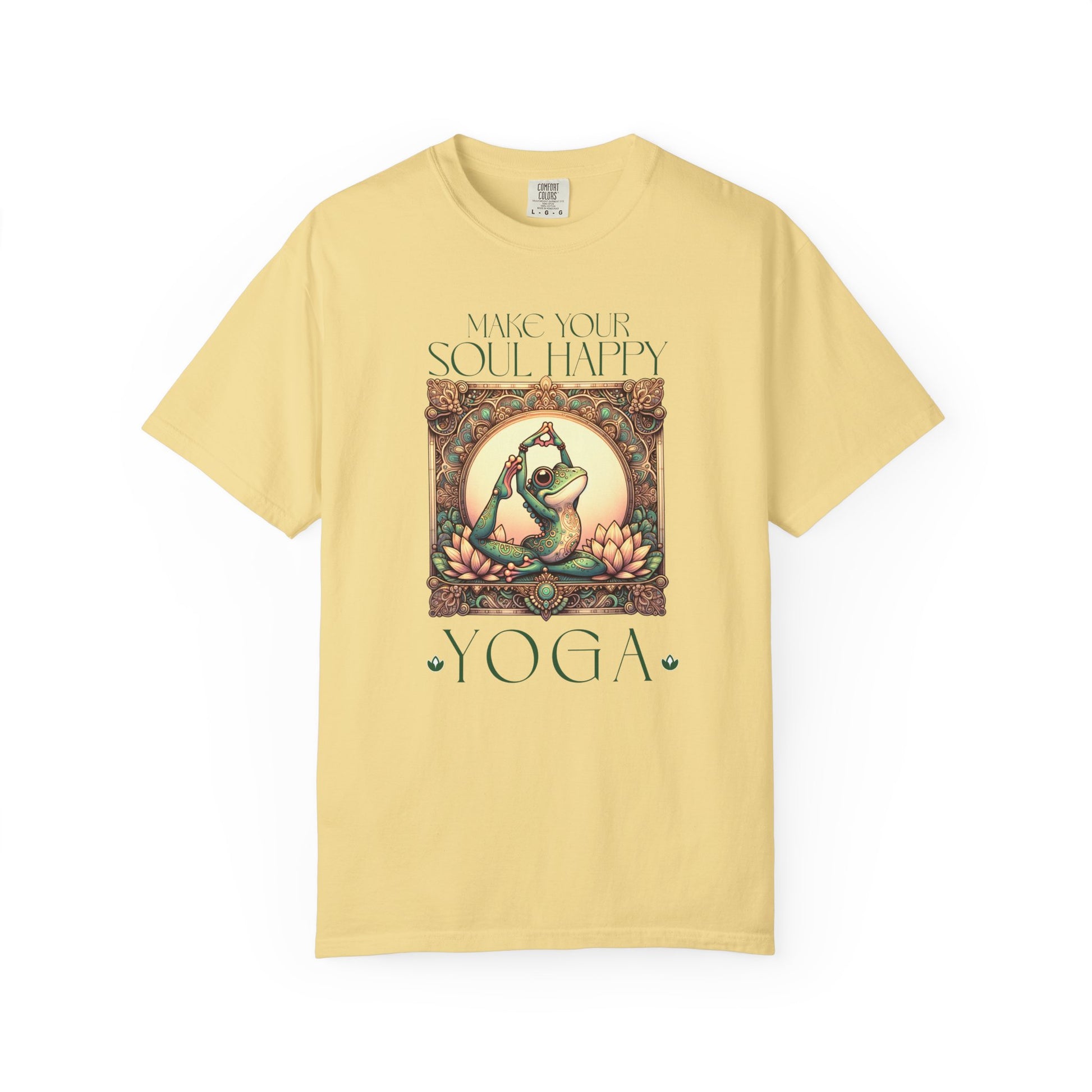 Green Yoga Frog Make Your Soul Happy Unisex T-Shirt, Casual Wear, Highlander Fan Gift, T-Shirt Printify Butter S