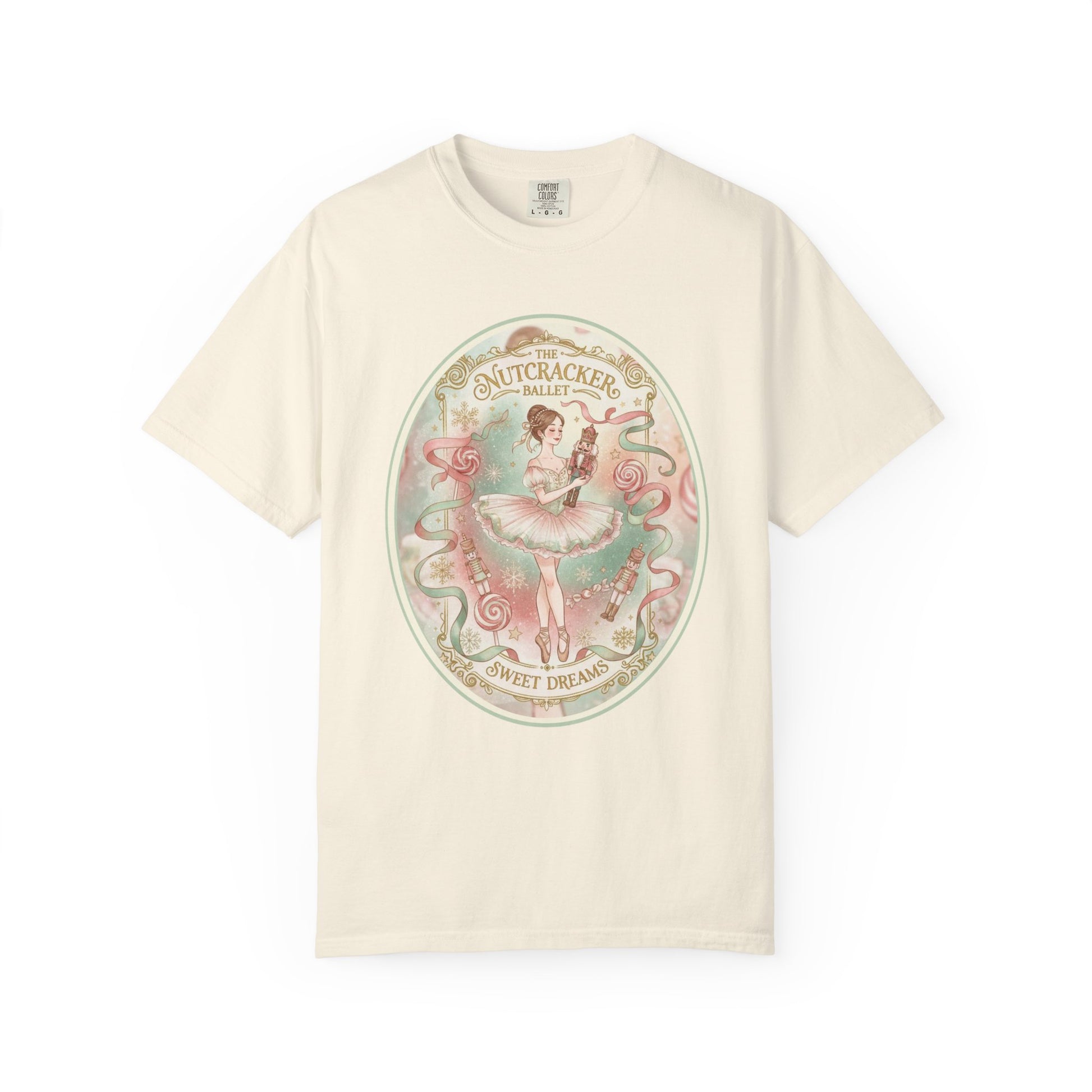 Nutcracker Ballet T-Shirt, Sugar Plum Fairy Christmas Tee, Holiday Dance Shirt, Coquette Pastel Christmas Gift T-Shirt Printify Ivory S