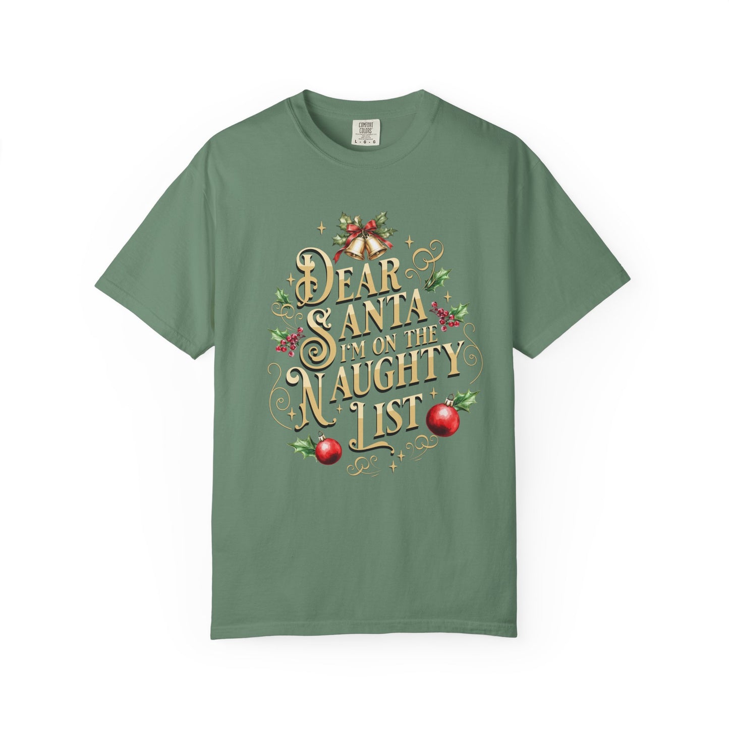 I'm On The Naughty List Christmas T-Shirt, Funny Holiday Gift, Dear Santa I'm the Reason Why Tee, Unisex Casual Wear, Festive Apparel T-Shirt Printify Light Green S