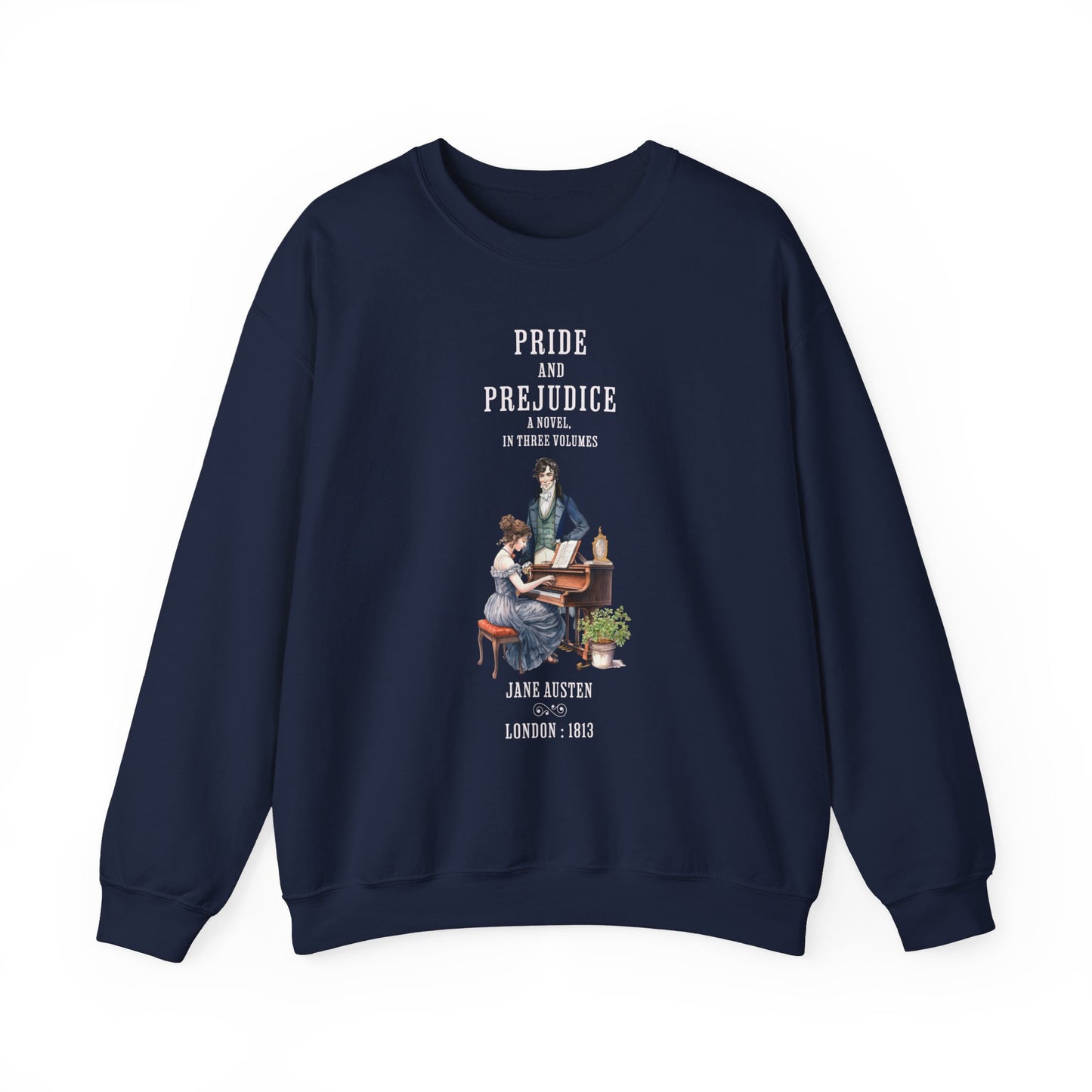 Jane Austen Sweatshirt, Pride & Prejudice Historical Romance Sweater, Bookish Literary Jane Austen Fan Art Gift for Her, Bookclub Shirt Sweatshirt Printify S Navy 