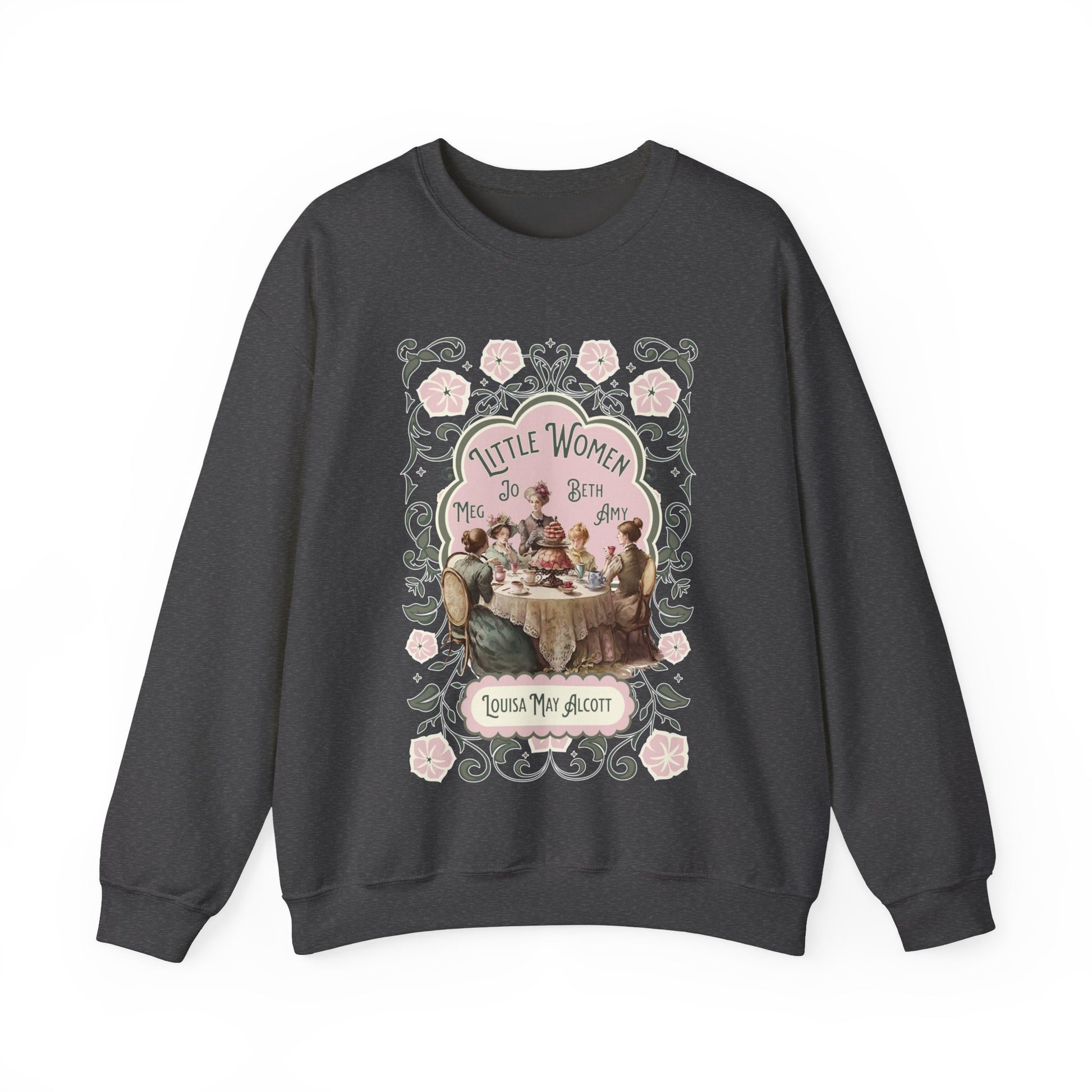 Little Women Sweatshirt, Louisa May Alcott Historical Romance Sweater, Bookish Literary Fan Art Gift, Gift for Her, Bookclub Crewneck Shirt Sweatshirt Printify S Dark Heather 