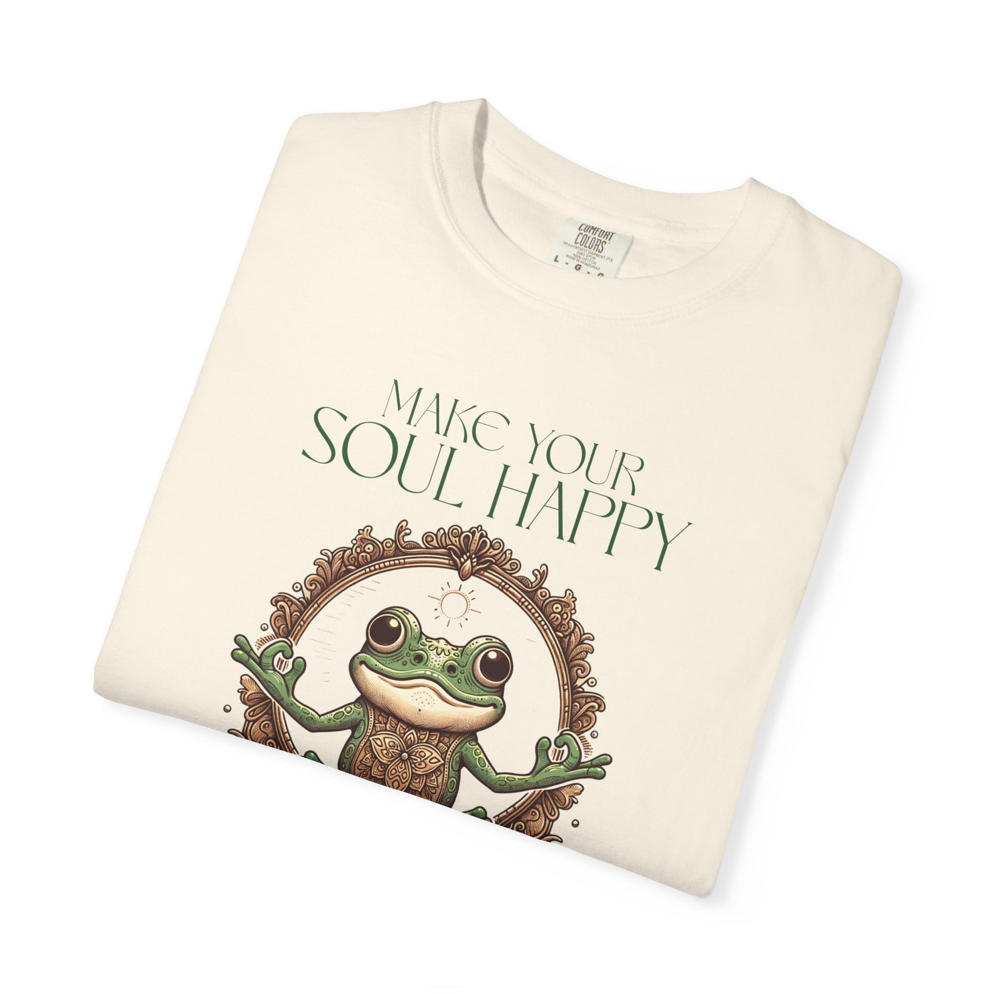 Green Yoga Frog Make Your Soul Happy Unisex T-Shirt, Casual Wear, Highlander Fan Gift, T-Shirt Printify