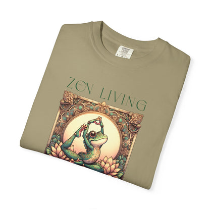 Green Yoga Frog Zen Living Unisex T-Shirt, Casual Wear, Highlander Fan Gift, T-Shirt Printify