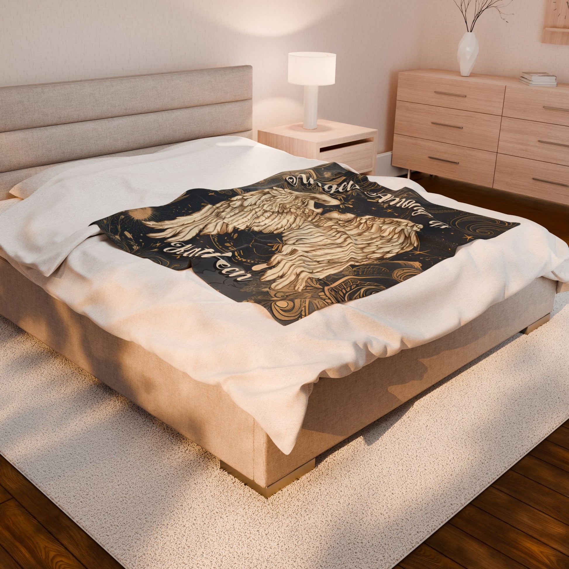 Custom Angel Wings Cuddle Plush Blanket Cozy Throw for Spiritual Gift for Birthday Christmas Gift for Mom or Best Girl Friends Angelic Love All Over Prints Printify