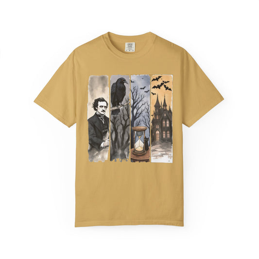 Edgar Allan Poe T-Shirt Gothic Graphic Tee The Raven Nevermore Quote Horror Literature Shirt Dark Academia Aesthetic Halloween Party Gift T-Shirt Printify Mustard S
