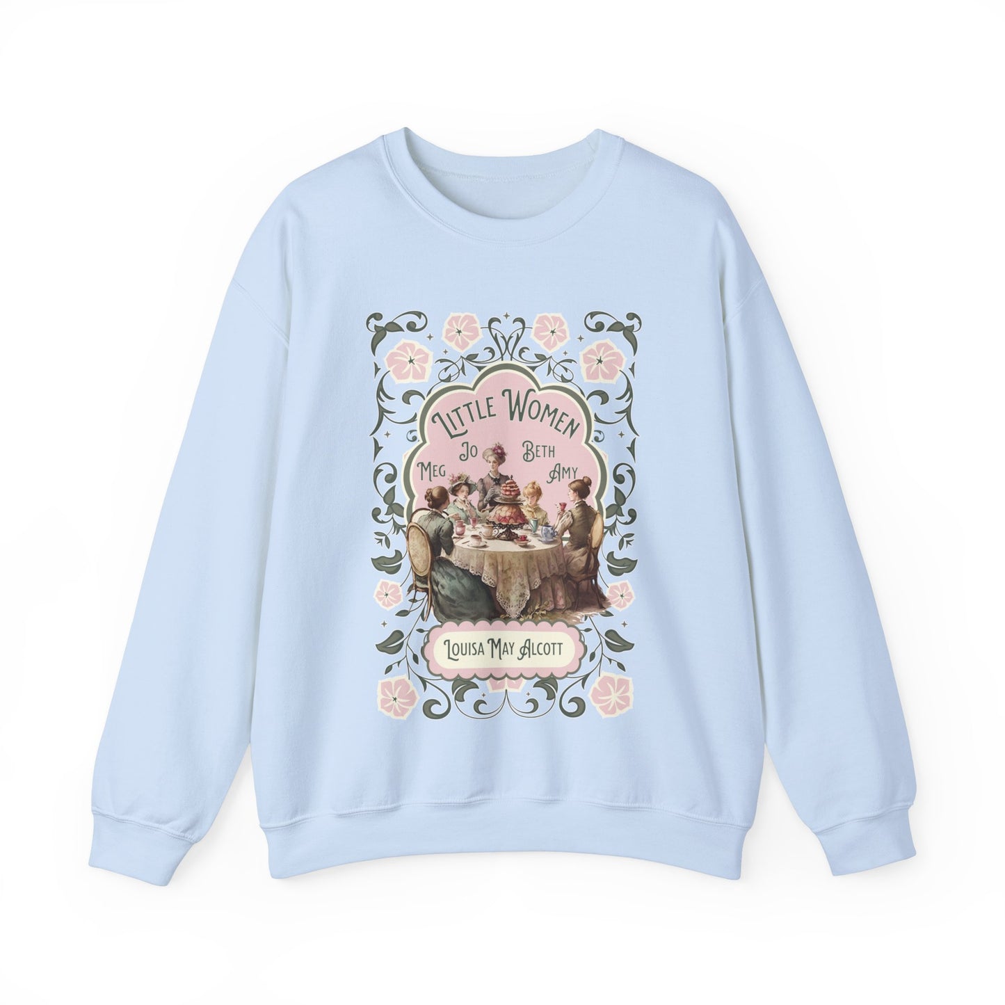 Little Women Sweatshirt, Louisa May Alcott Historical Romance Sweater, Bookish Literary Fan Art Gift, Gift for Her, Bookclub Crewneck Shirt Sweatshirt Printify S Light Blue 