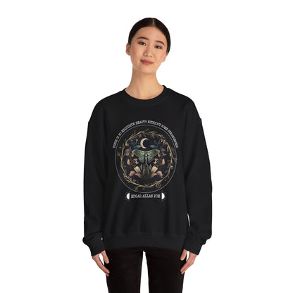 Edgar Allan Poe, Fairycore Night Garden Sweatshirt, Book Lover, Haunting Gothic Botanical Gift, Light, Dark Academia, Literature Sweater Sweatshirt Printify   