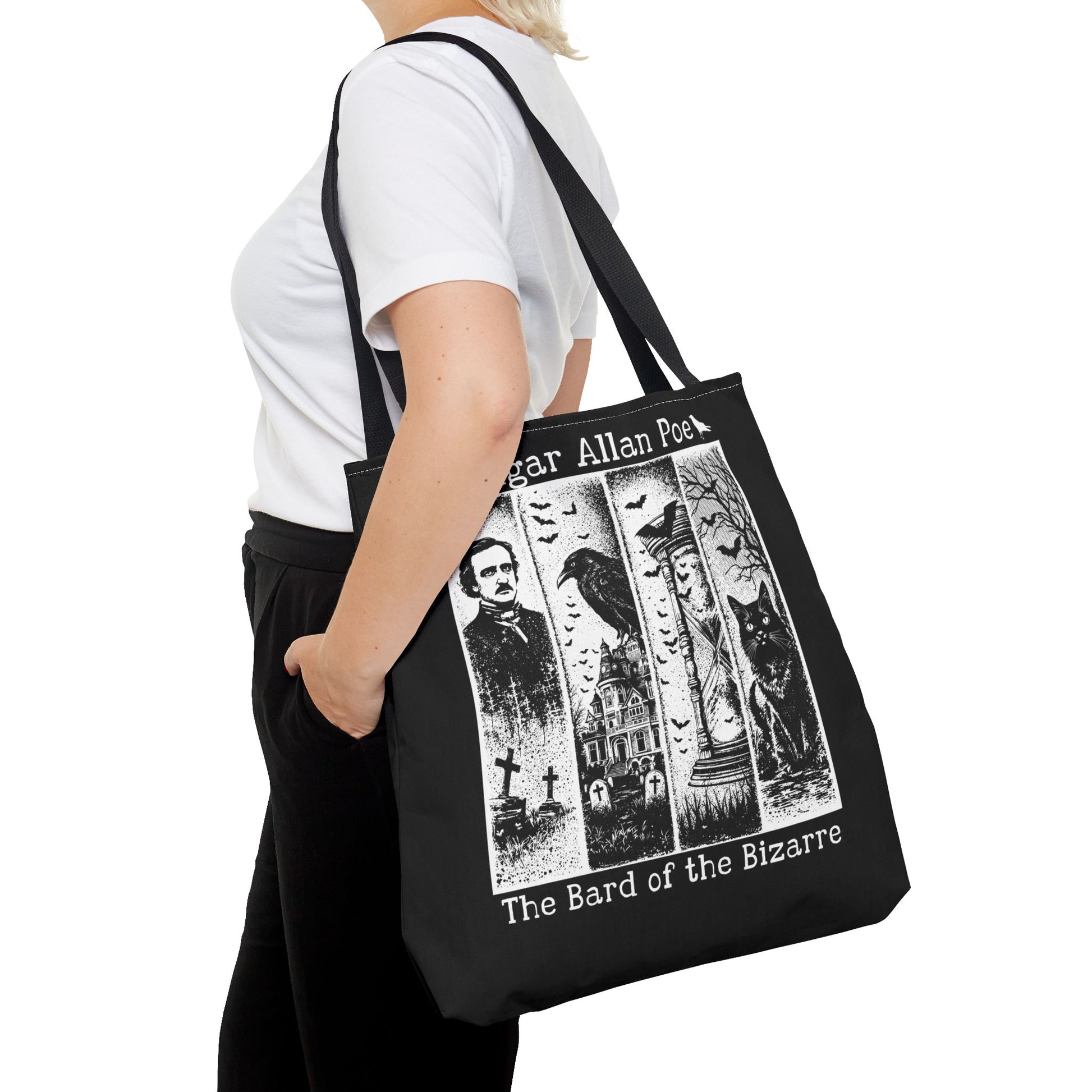 Edgar Allan Poe Tote Bag Gothic Literary Gift for Book Lover Dark Academia Macabre Accessory Halloween Tote Fall School Bag for Poetember Bags Printify