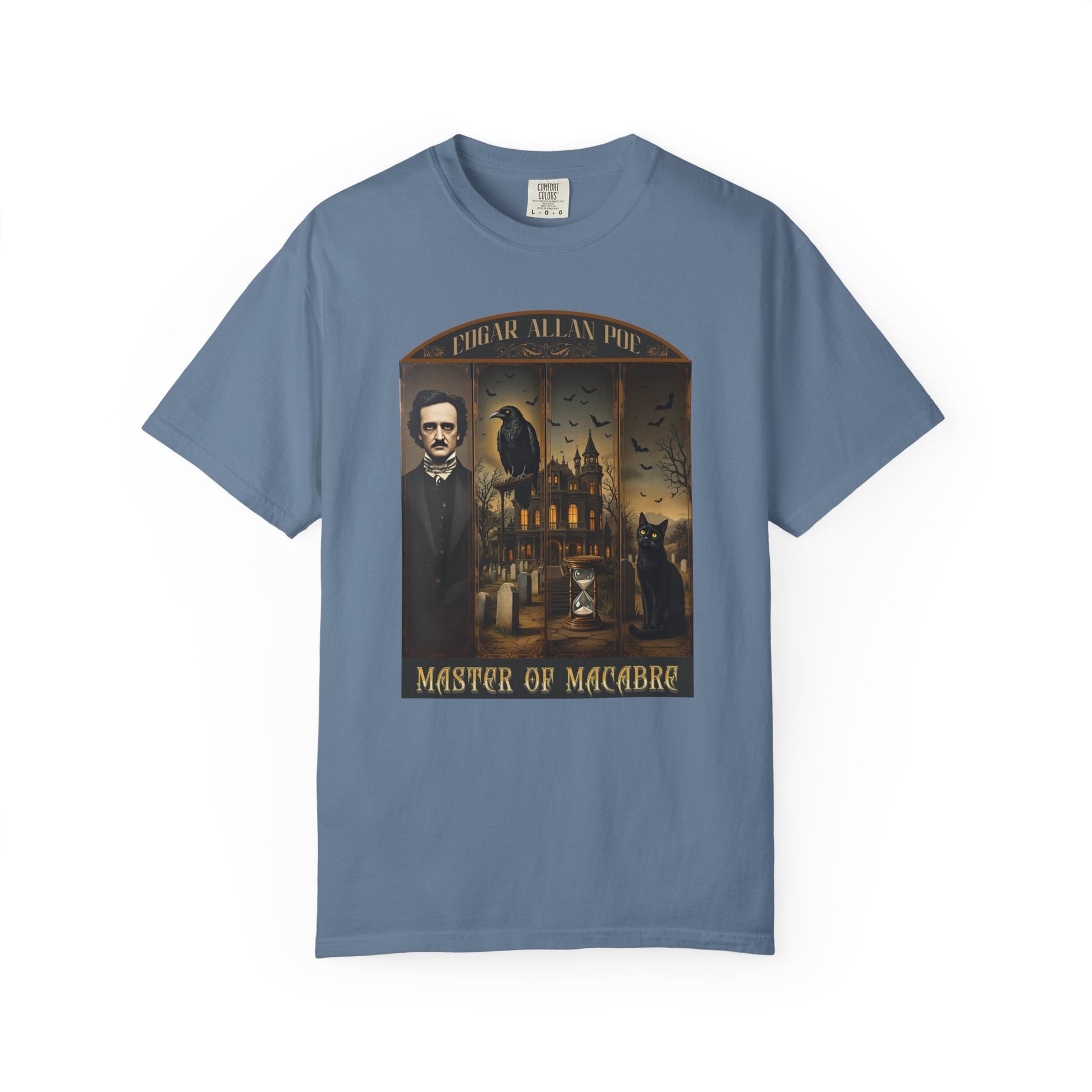 Edgar Allan Poe T-Shirt Gothic Graphic Tee The Raven Nevermore Quote Horror Literature Shirt Dark Academia Aesthetic Halloween Party Gift T-Shirt Printify Blue Jean S
