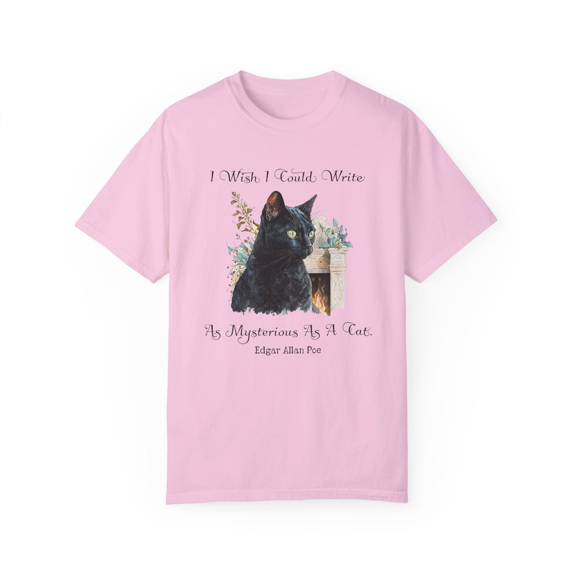 Edgar Allan Poe T-Shirt The Black Cat Nevermore The Raven Poe Fan Art Poetry Book Lover, Dark Cottagecore Macabre Gift, Light, Dark Academia T-Shirt Printify Blossom S 