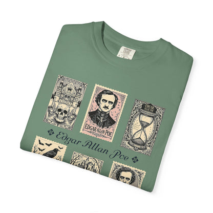 Edgar Allan Poe T-Shirt Gothic Graphic Tee The Raven Nevermore Quote Horror Literature Shirt Dark Academia Aesthetic Halloween Party Gift