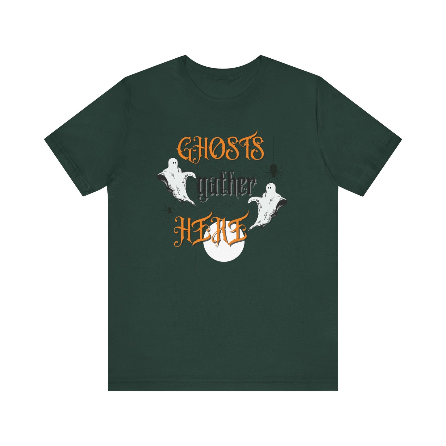 Halloween Ghosts and Spiders & TShirt, Spooky Season Tee,  Trick or Treating Shirt, Halloween Party T-Shirt, Creepy Autumn Style T Shirt T-Shirt Printify Forest XS 